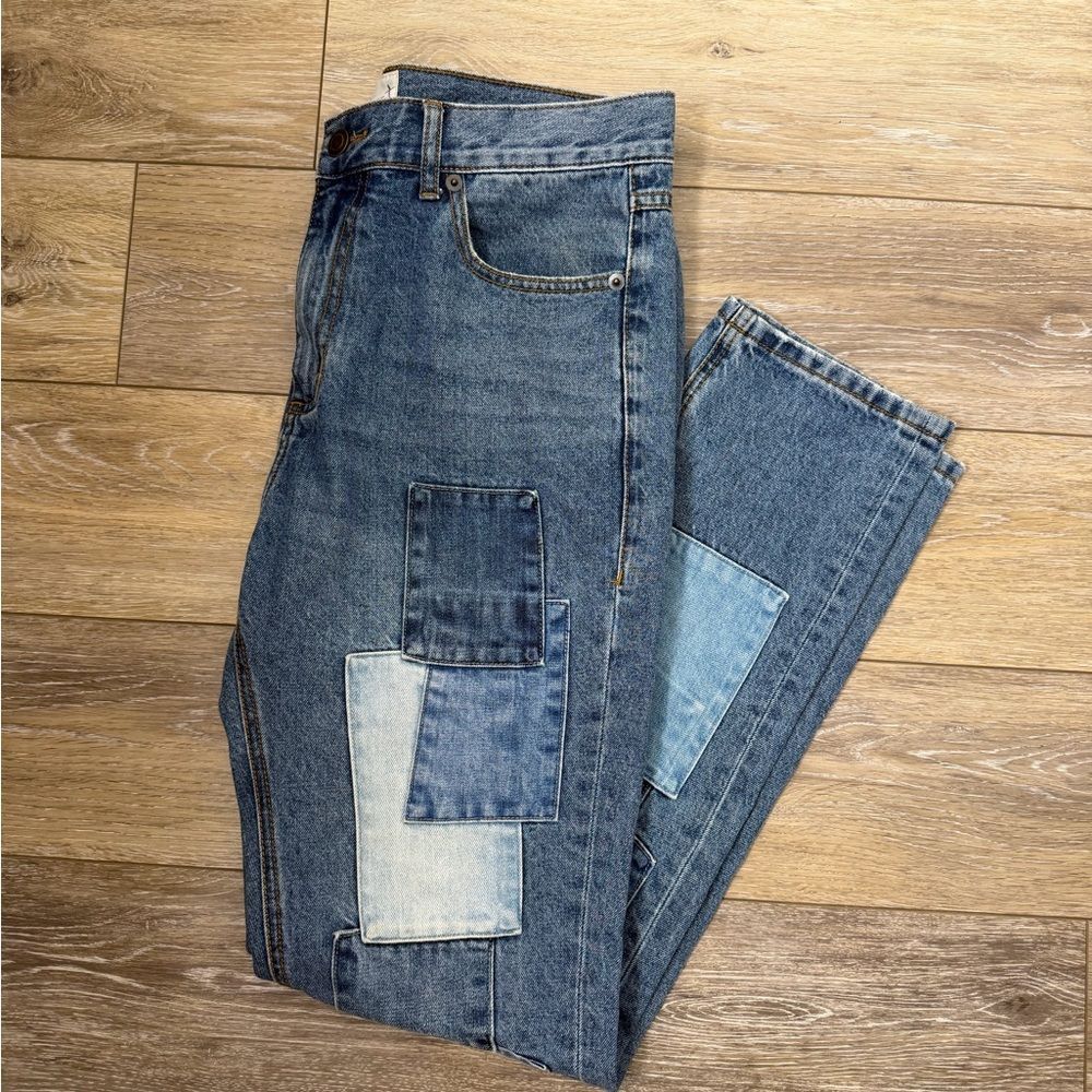 Sun + Stone Denim Patchwork Blue Jeans Sz 31